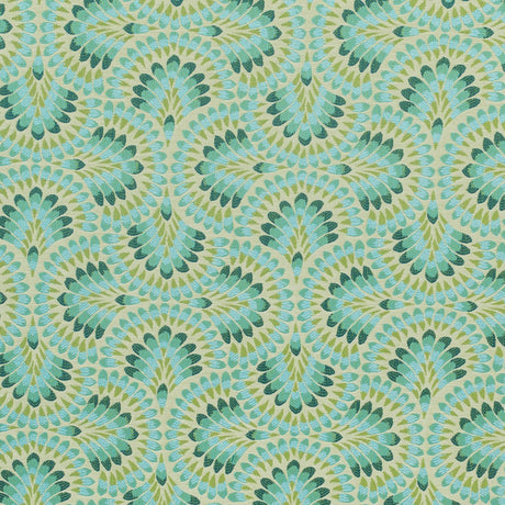 Sample of Sunbrella Plume Peacock 146274-0001 Upholstery Fabric