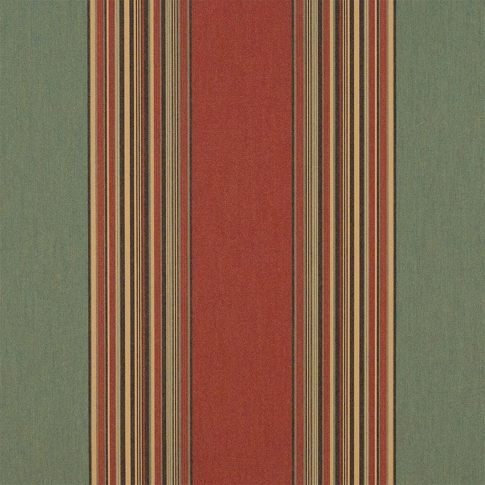 Sample of Sunbrella Vintage Henna / Fern 4969 - 0000 46 - Inch Stripes Awning / Shade Fabric - Outdoor Fabric Central