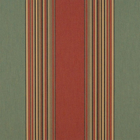 Sample of Sunbrella Vintage Henna / Fern 4969 - 0000 46 - Inch Stripes Awning / Shade Fabric - Outdoor Fabric Central