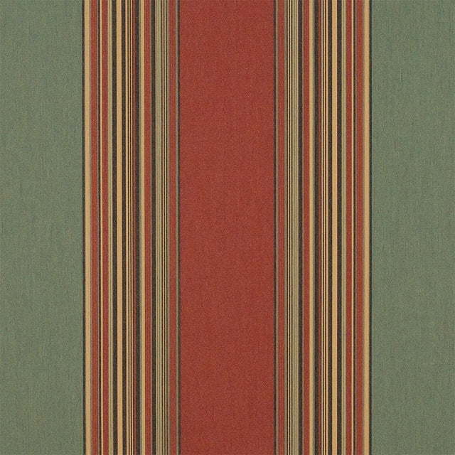 Sample of Sunbrella Vintage Henna / Fern 4969 - 0000 46 - Inch Stripes Awning / Shade Fabric - Outdoor Fabric Central