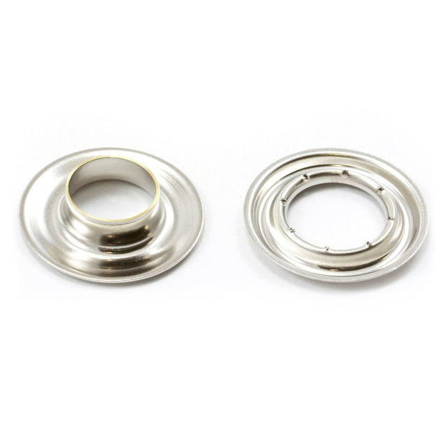 Sharpened Edge Grommet with Small Tooth Washer #3 Nickel-Plated Brass 7/16" 100 pack