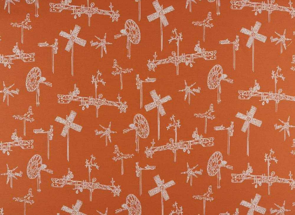 Sunbrella by Mayer Whirligig Tangerine 431 - 009 Vollis Simpson Collection Upholstery Fabric - Outdoor Fabric Central