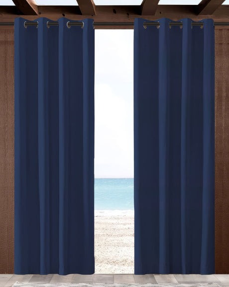 Sunbrella Canvas Navy Indoor/Outdoor Curtain Panel - Outdoor Fabric Central