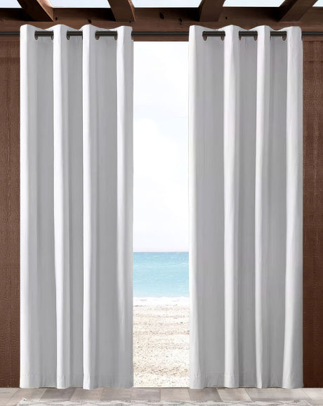 Sunbrella Canvas White Indoor/Outdoor Curtain Panel - Outdoor Fabric Central