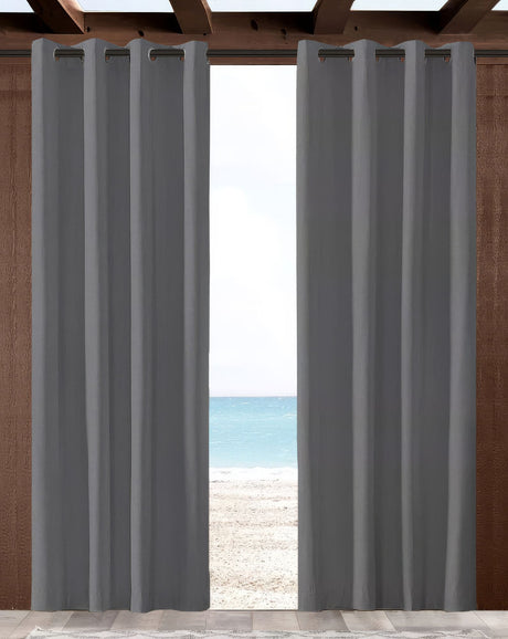 Sunbrella Cast Charcoal Indoor/Outdoor Curtain Panel - Outdoor Fabric Central