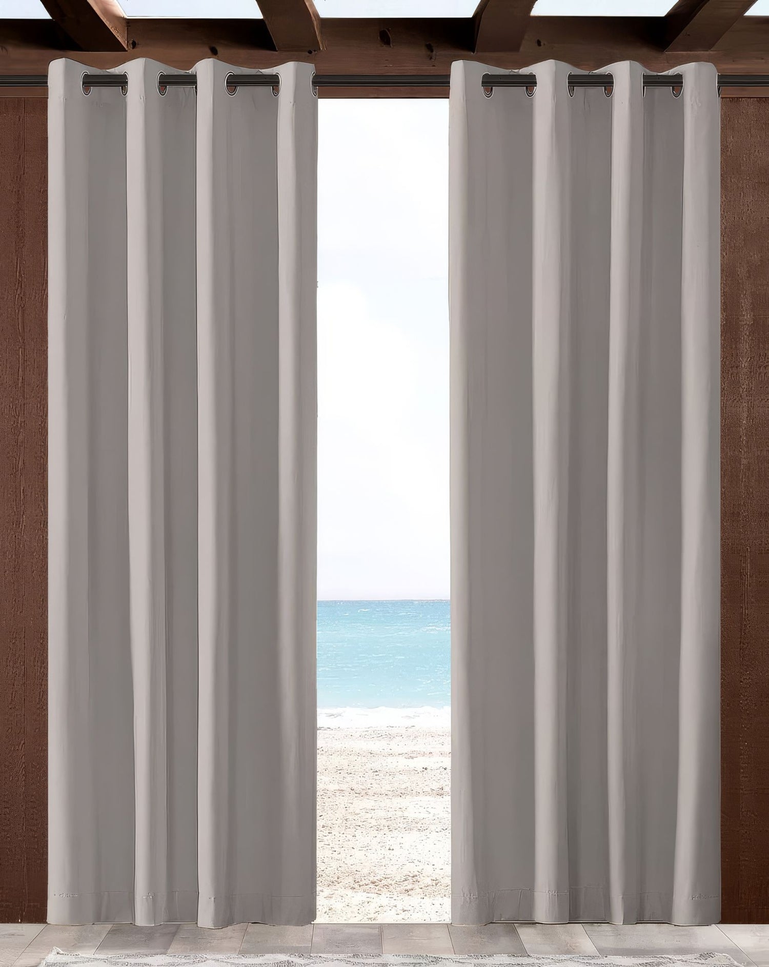 Sunbrella Cast Silver Indoor/Outdoor Curtain Panel - Outdoor Fabric Central