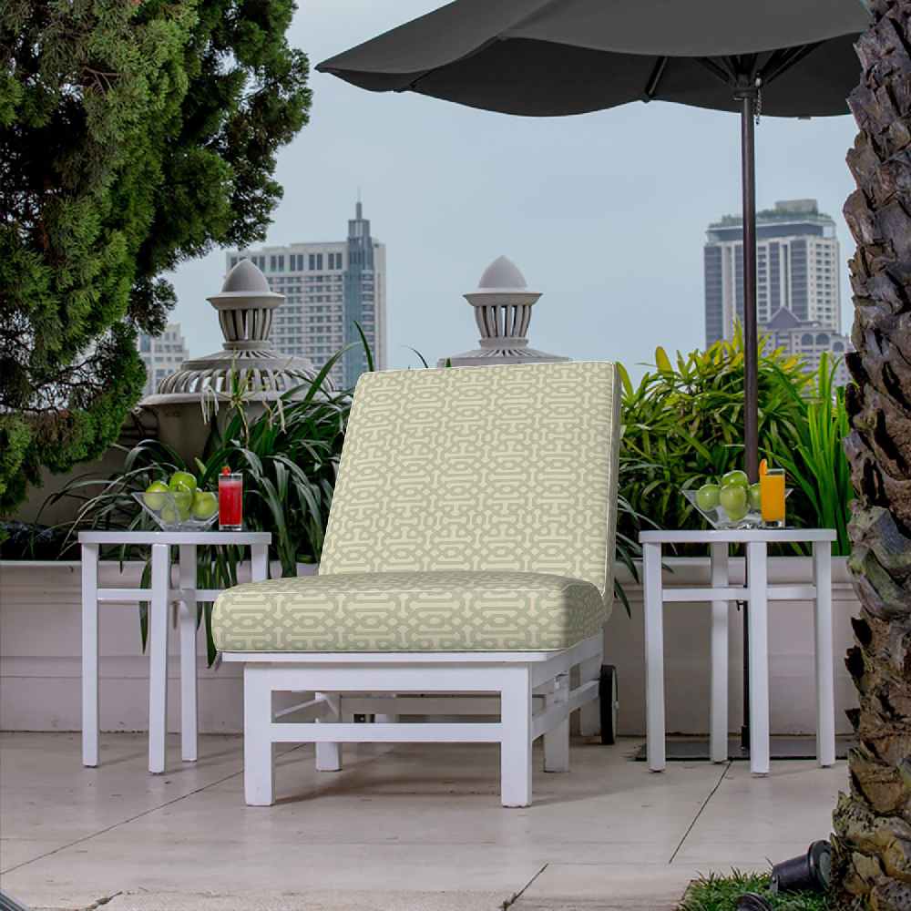 Sunbrella Fretwork Mist 45991-0000 Elements Collection - Reversible Upholstery Fabric (Dark Side)