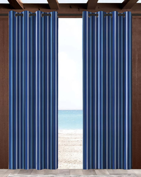Sunbrella Milano Cobalt Indoor/Outdoor Curtain Panel - Outdoor Fabric Central