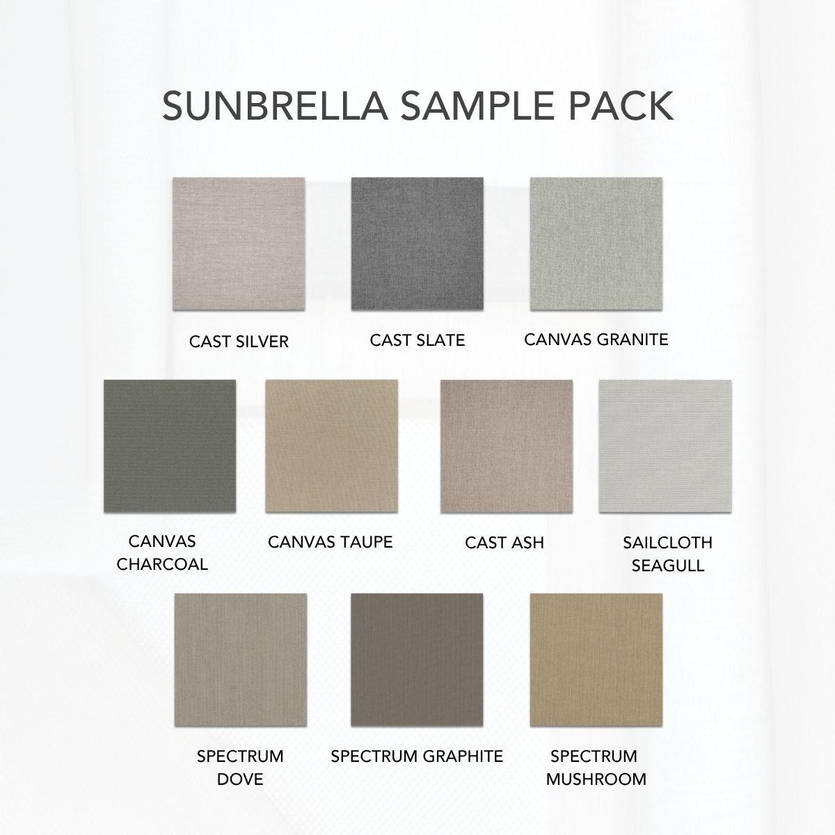 Sunbrella Sample Pack - Grey / Taupe - Outdoor Fabric Central