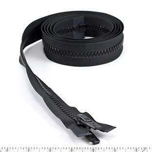 YKK Vislon 10 Separating Zipper AutoLok Double Pull Nylon Slider 78 inch Black - Outdoor Fabric Central