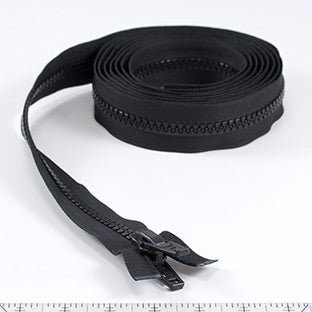 YKK Vislon 10 Separating Zipper AutoLok Double Pull Plastic Slider 120 inch Black - Outdoor Fabric Central