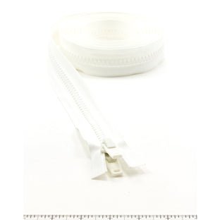 YKK Vislon 10 Separating Zipper AutoLok Double Pull Plastic Slider 120 inch White - Outdoor Fabric Central