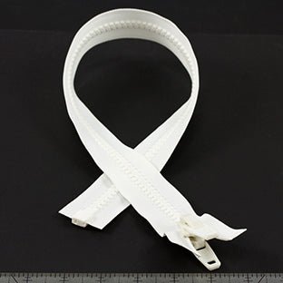 YKK Vislon 10 Separating Zipper AutoLok Double Pull Plastic Slider 24 inch White - Outdoor Fabric Central