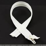 YKK Vislon 10 Separating Zipper AutoLok Double Pull Plastic Slider 24 inch White - Outdoor Fabric Central
