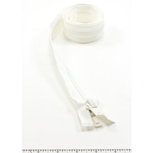 YKK Vislon 10 Separating Zipper AutoLok Double Pull Plastic Slider 36 inch White - Outdoor Fabric Central