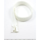 YKK Vislon 10 Separating Zipper AutoLok Double Pull Plastic Slider 42 inch White - Outdoor Fabric Central