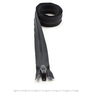 YKK Vislon 10 Separating Zipper AutoLok Double Pull Plastic Slider 48 inch Black - Outdoor Fabric Central