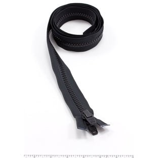 YKK Vislon 10 Separating Zipper AutoLok Double Pull Plastic Slider 54 inch Black - Outdoor Fabric Central