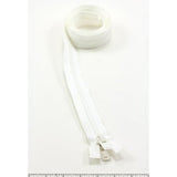 YKK Vislon 10 Separating Zipper AutoLok Double Pull Plastic Slider 54 inch White - Outdoor Fabric Central
