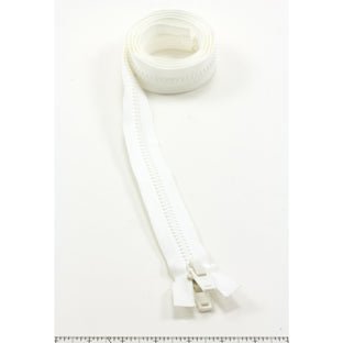 YKK Vislon 10 Separating Zipper AutoLok Double Pull Plastic Slider 54 inch White - Outdoor Fabric Central