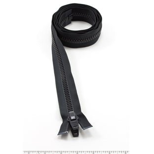 YKK Vislon 10 Separating Zipper AutoLok Double Pull Plastic Slider 60 inch Black - Outdoor Fabric Central