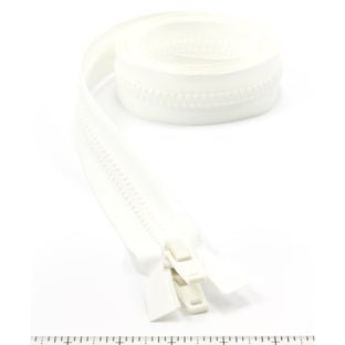 YKK Vislon 10 Separating Zipper AutoLok Double Pull Plastic Slider 66 inch White - Outdoor Fabric Central