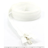 YKK Vislon 10 Separating Zipper AutoLok Double Pull Plastic Slider 78 inch White - Outdoor Fabric Central