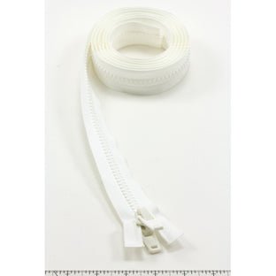 YKK Vislon 10 Separating Zipper AutoLok Double Pull Plastic Slider 84 inch White - Outdoor Fabric Central