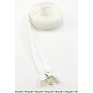 YKK Vislon 10 Separating Zipper AutoLok Double Pull Plastic Slider 96 inch White - Outdoor Fabric Central