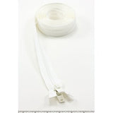 YKK Vislon 10 Separating Zipper AutoLok Double Pull Plastic Slider 96 inch White - Outdoor Fabric Central