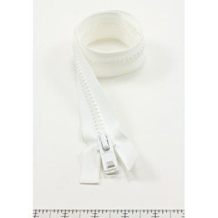 YKK Vislon 10 Separating Zipper AutoLok Short Double Pull Metal Slider 18 inch White - Outdoor Fabric Central