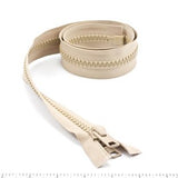 YKK Vislon 10 Separating Zipper AutoLok Short Double Pull Metal Slider 24 inch Light Beige - Outdoor Fabric Central