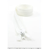 YKK Vislon 10 Separating Zipper AutoLok Short Double Pull Metal Slider 60 inch White - Outdoor Fabric Central