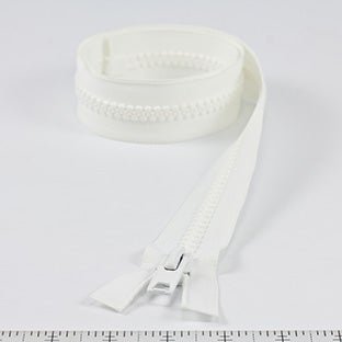 YKK Vislon 10 Separating Zipper AutoLok Short Single Pull Metal Slider 36 inch White - Outdoor Fabric Central