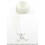 YKK Vislon 10 Separating Zipper AutoLok Short Single Pull Metal Slider 48 inch White - Outdoor Fabric Central