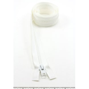 YKK Vislon 10 Separating Zipper AutoLok Short Single Pull Metal Slider 48 inch White - Outdoor Fabric Central