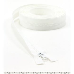 YKK Vislon 5 Separating Zipper AutoLok Short Single Pull Metal Slider VSOL56 144 inch White - Outdoor Fabric Central