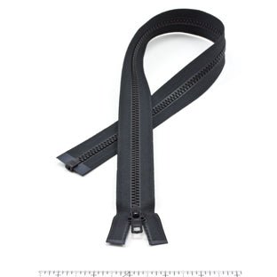 YKK Vislon 5 Separating Zipper AutoLok Short Single Pull Metal Slider VSOL56 24 inch Black - Outdoor Fabric Central