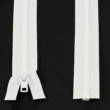 YKK Vislon 5 Separating Zipper AutoLok Short Single Pull Metal Slider VSOL56 24 Inch White - Outdoor Fabric Central