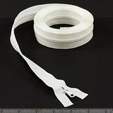YKK Vislon 5 Separating Zipper AutoLok Short Single Pull Metal Slider VSOL56 96 inch White - Outdoor Fabric Central