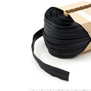 YKK Vislon Chain 10VF 11/16 inch Tape Black - Full Rolls Only (109 yards) - Outdoor Fabric Central