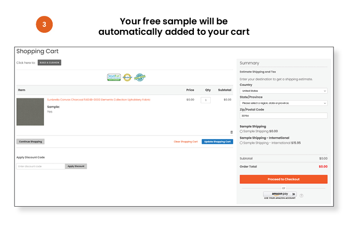 how to order Free Sunbrella samples step 3