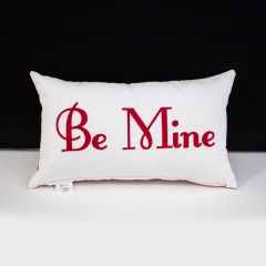 Sunbrella Monogrammed Holiday Pillow Cover Only - 20x12 - Valentines - Be Mine - Red on White with Red Back