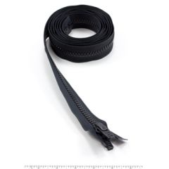 YKK Vislon #10 Separating Zipper AutoLok Double Pull Plastic Slider VFUVOL 107TX 96 inch Black