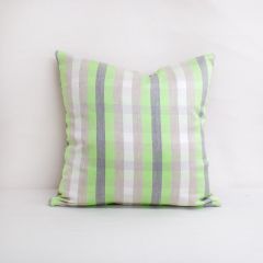 Indoor/Outdoor Sunbrella Check Mac Mojito - 18x18 Vertical Stripes Throw Pillow