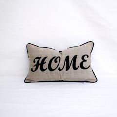 Sunbrella Monogrammed Pillow Cover Only - 20x12 - Home - Black on Grey/Black with Black Welt