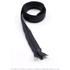 YKK Vislon #10 Separating Zipper AutoLok Double Pull Plastic Slider VFUVOL 107TX 54 inch Black