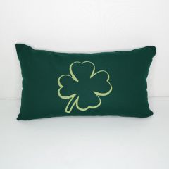 Sunbrella Monogrammed Holiday Pillow Cover Only - 20x12 - Clover - Lime Green on Dark Green