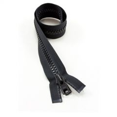 YKK Vislon #10 Separating Zipper Automatic Lock Short Double Pull Metal Slider #VFUVOL-107 DX E 18 inch Black