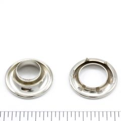 DOT Rolled Rim Grommet with Spur Washer #1 Brass Nickel Plated 13/32 inch 1-gross (144)